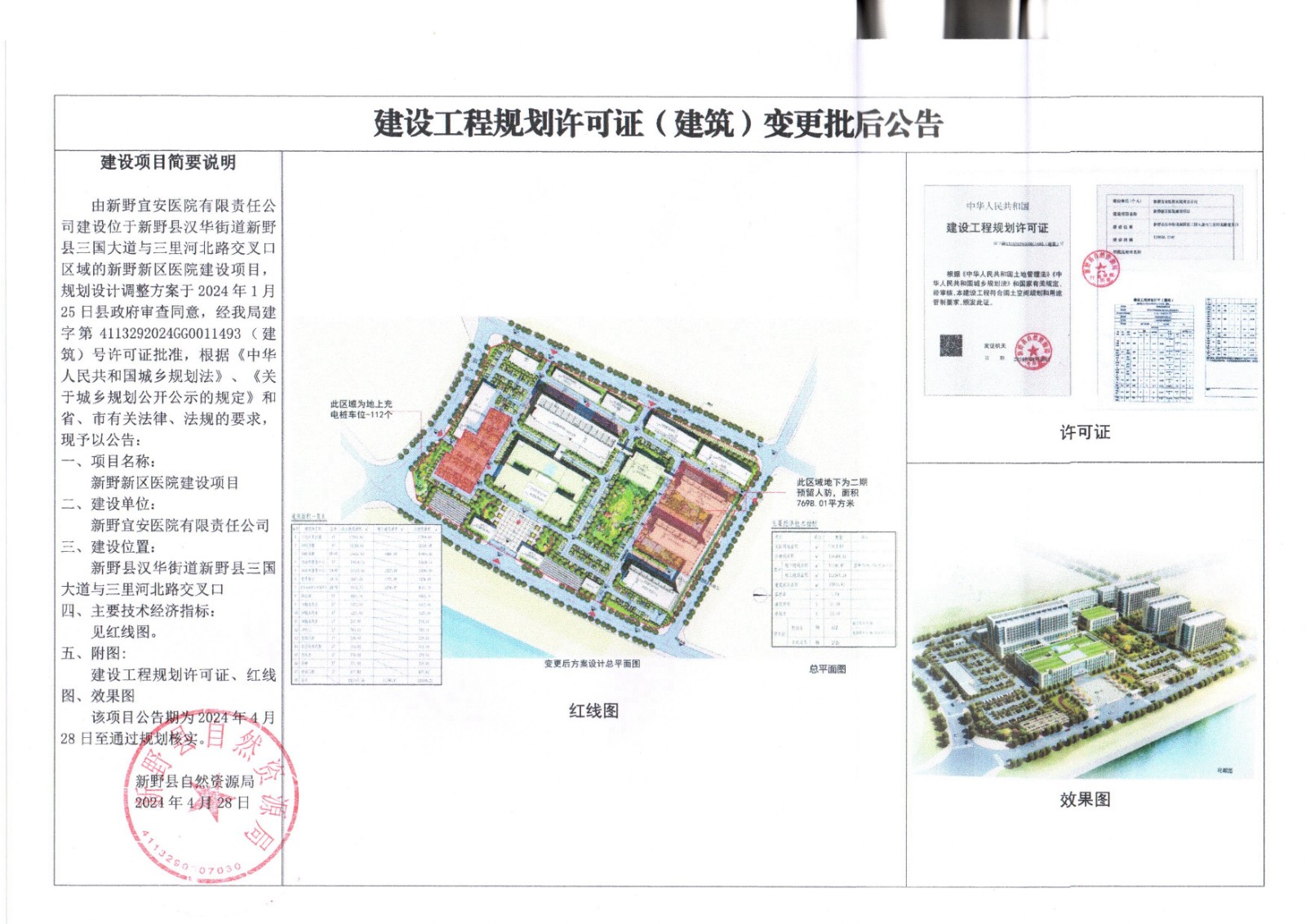 新野新区医院建设项目建设工程规划许可（变更)批后公告.jpg