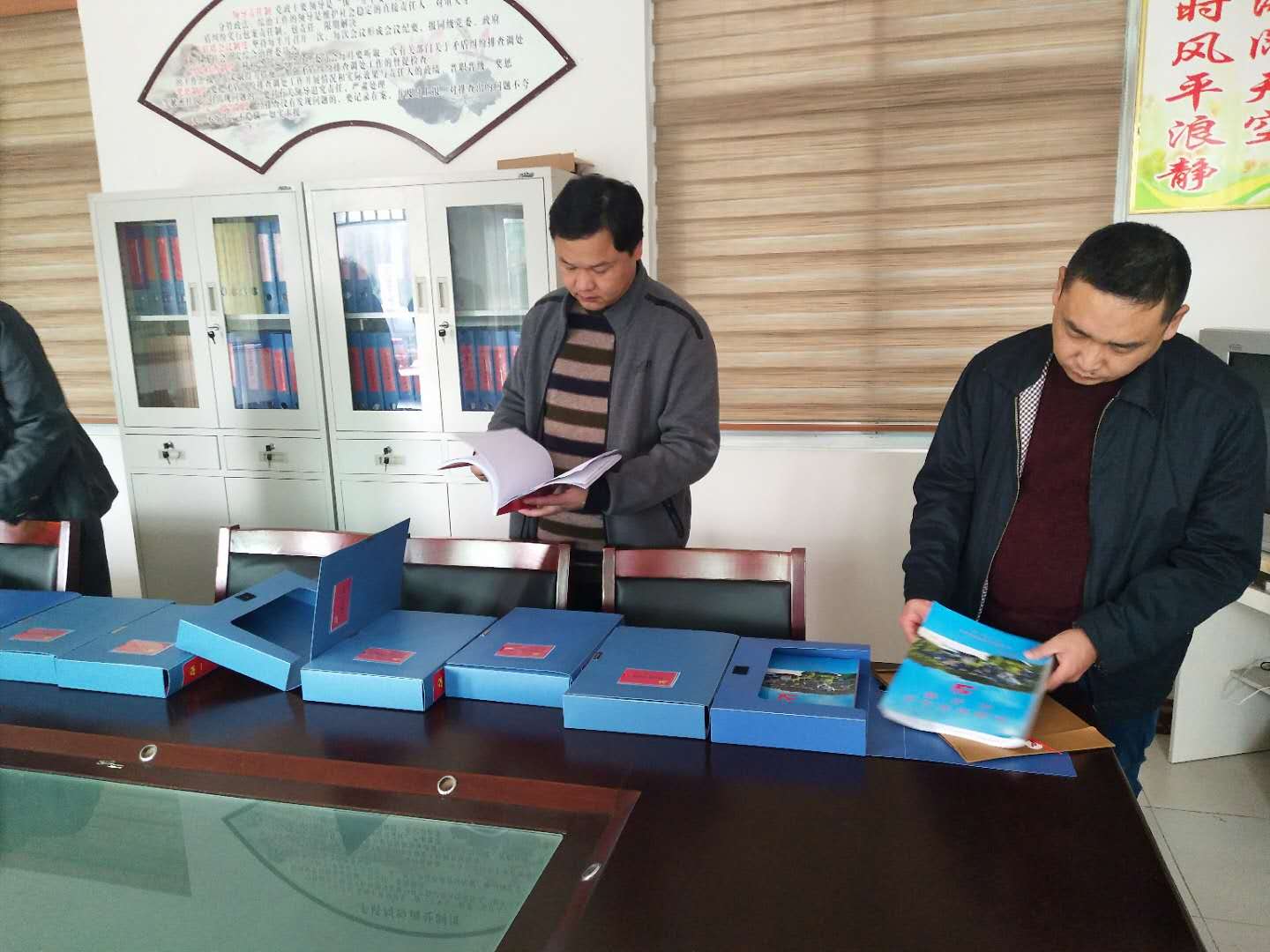镇长何文强同志查阅党建资料