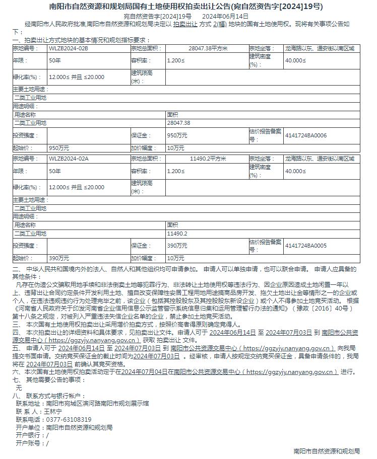 宛自然资 告字[2024]19号