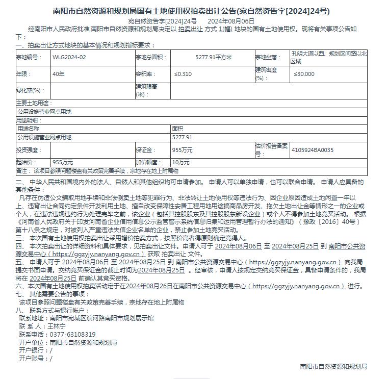 宛自然资告字[2024]24号