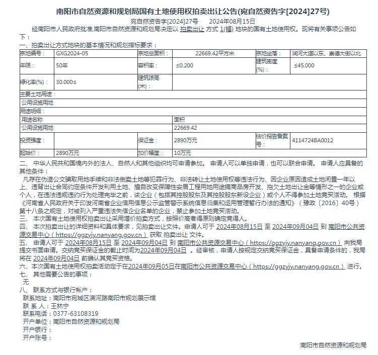 宛自然资告字[2024]27号