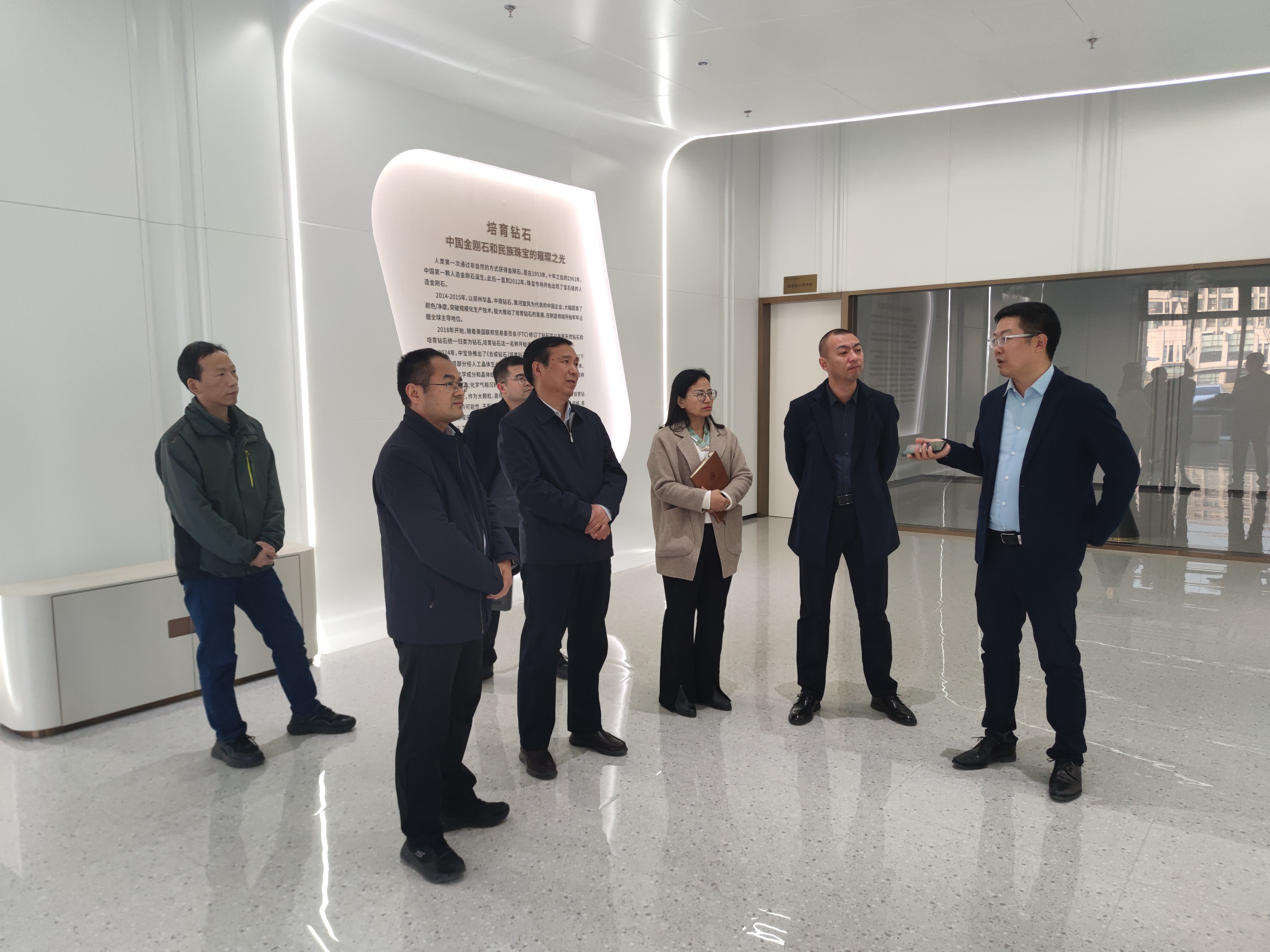镇平玉雕考察团赴郑州航空港郑州培育钻石国际交易中心、珠宝国检集团河南实验室进行考察调研