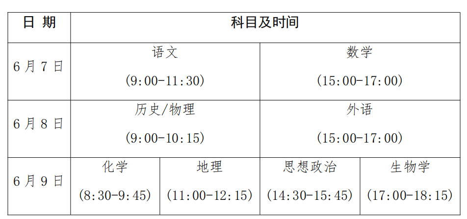 河南省2025年高考时间公布