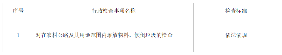 埠江镇人民政府涉企行政检查标准