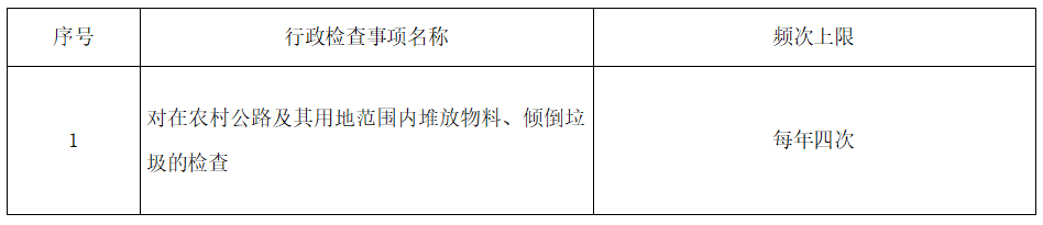 埠江镇人民政府涉企行政检查频次上限