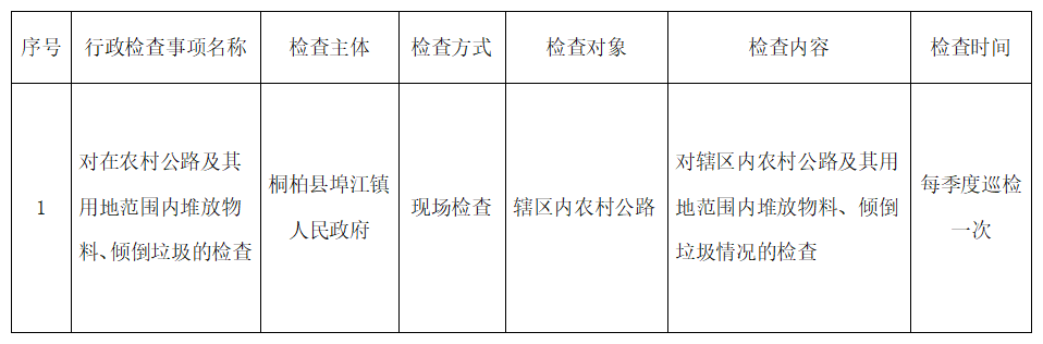 埠江镇人民政府涉企行政检查计划