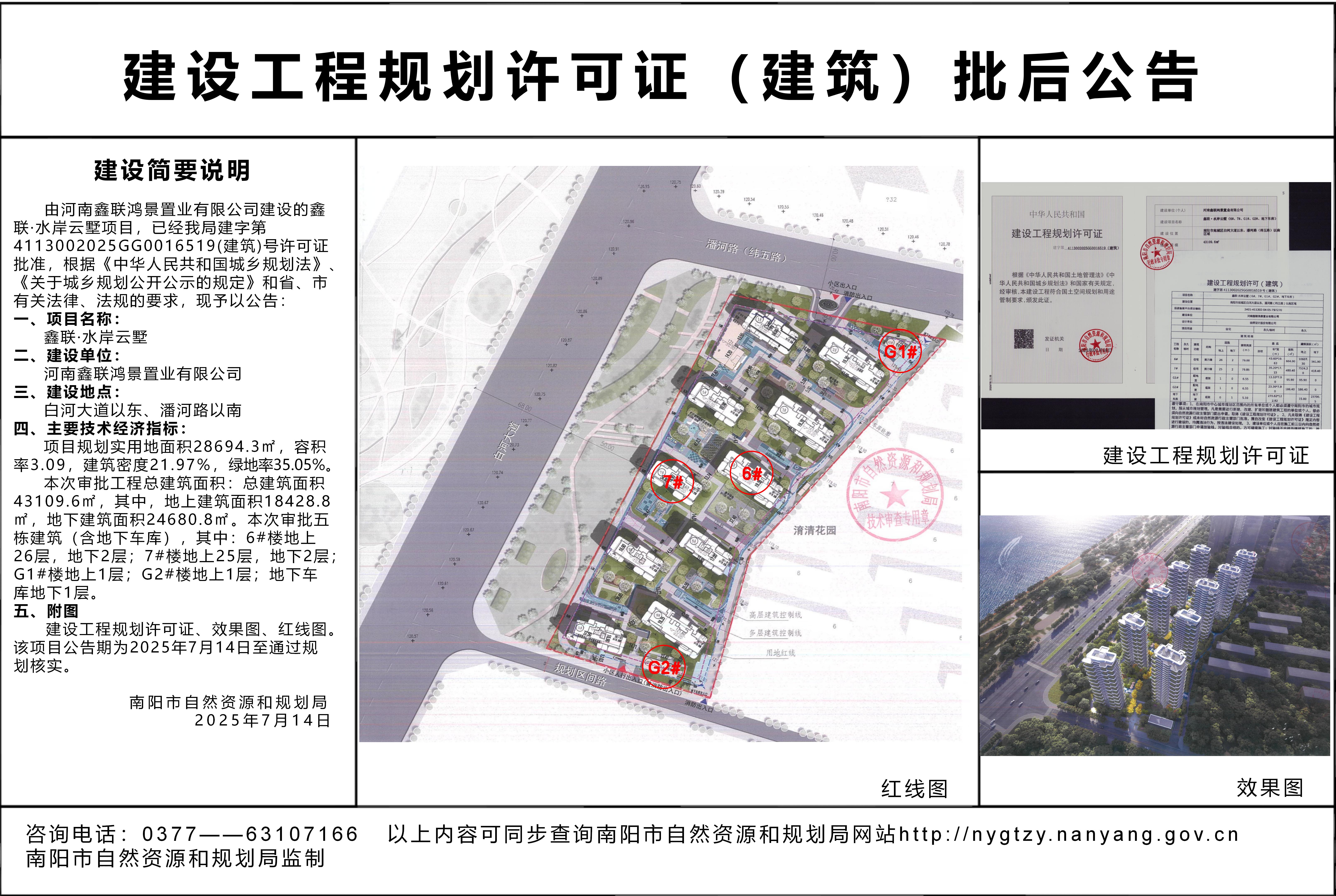 鑫联·水岸云墅项目建设工程规划许可证（建筑）批后公告