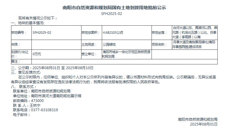 国有土地划拨用地批前公示SFH2025-02