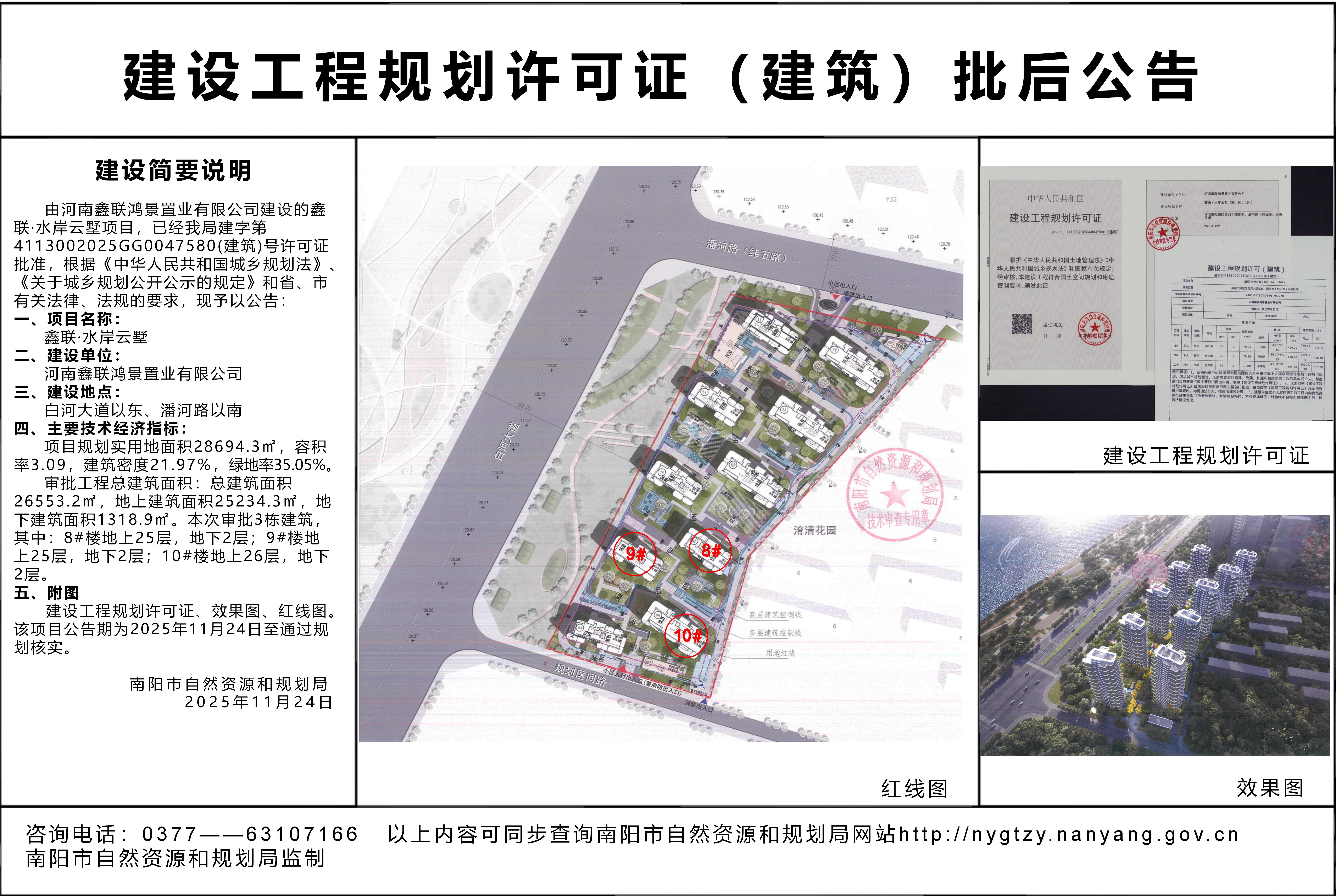 鑫联·水岸云墅项目建设工程规划许可证（建筑）批后公告