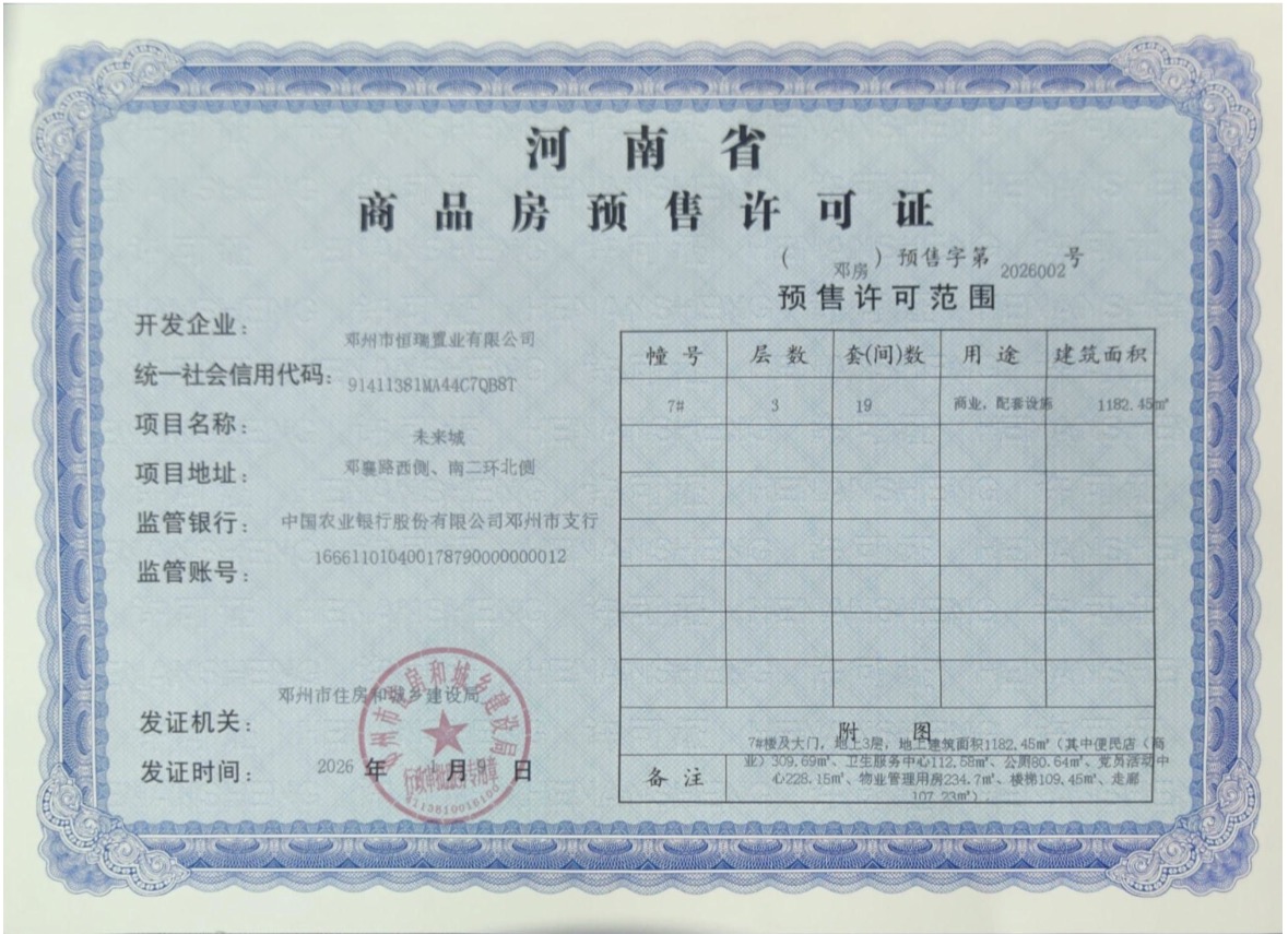 邓州市恒瑞置业有限公司未来城7#楼预售许可公示.jpg
