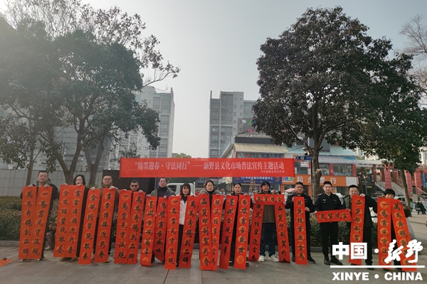 新野县开展“翰墨迎春·守法同行”文化市场普法宣传活动