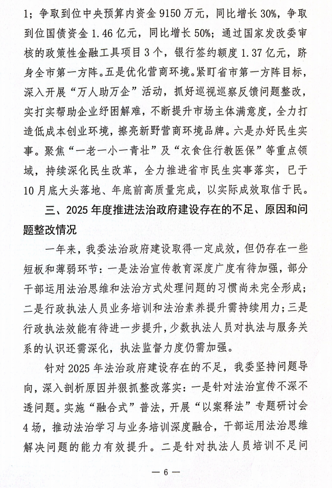 新野县发展和改革委员会关于2025年度法治政府建设情况的报告