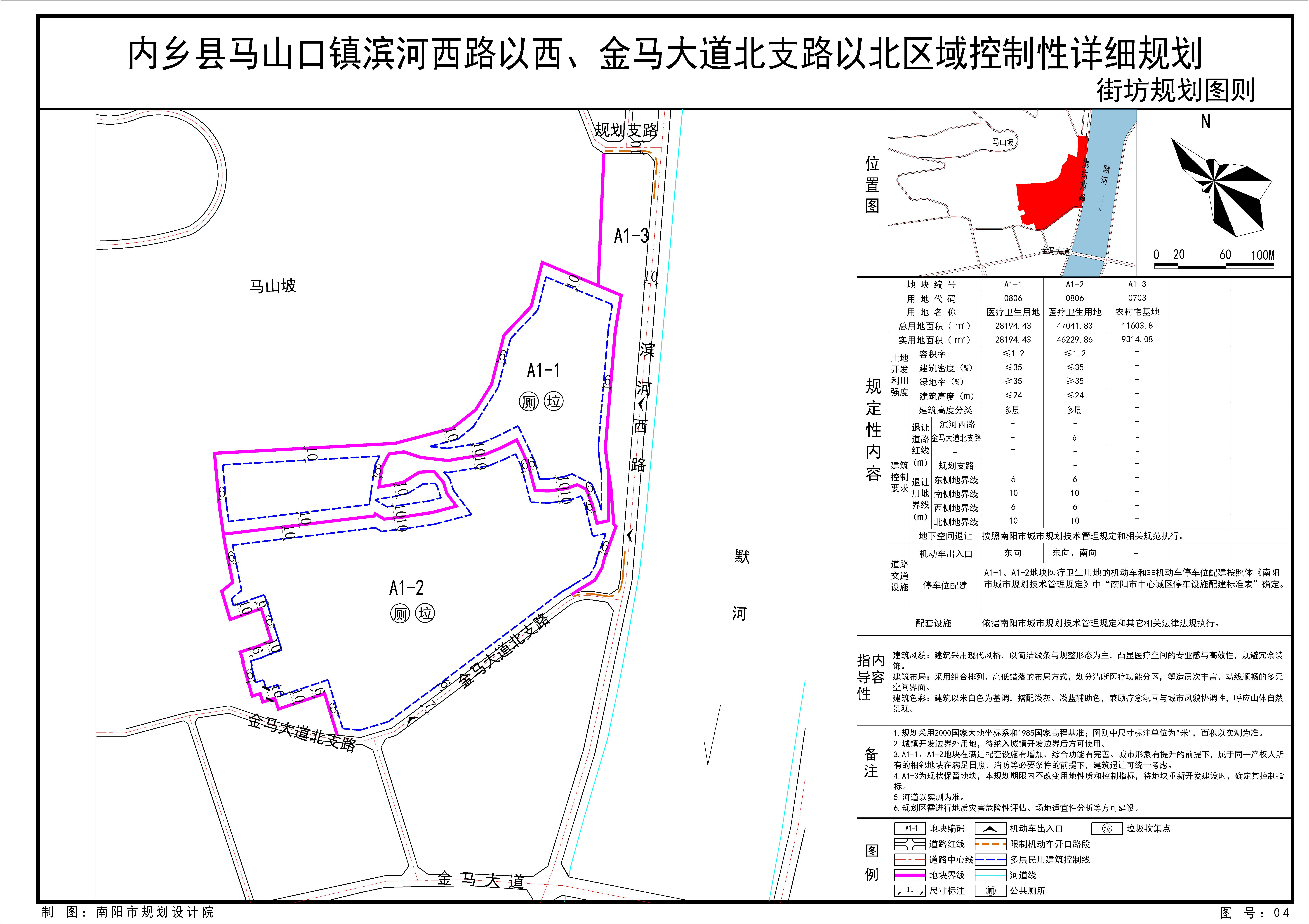 《内乡县马山口镇滨河西路以西、金马大道北支路以北区域控制性详细规划》 公示方案