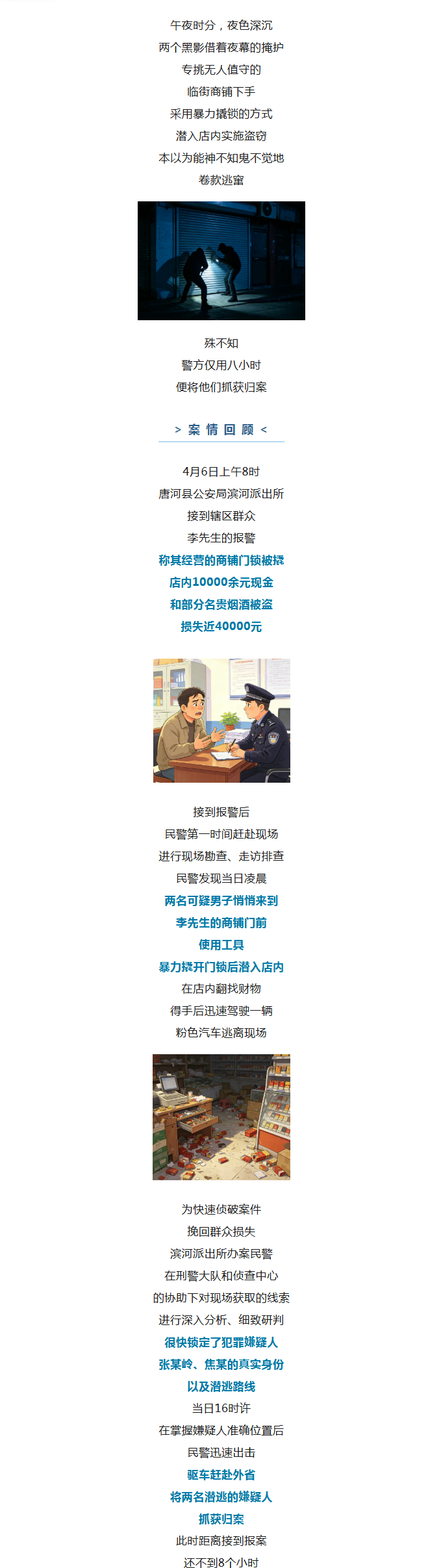 8小时速破！凌晨撬锁盗走烟酒现金，还没捂热就被警方抓回