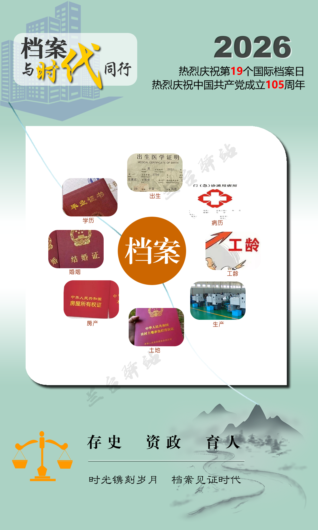 6.9国际档案日丨宣传海报——档案与时代同行！