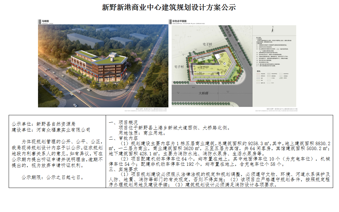 新野新港商业中心建筑规划设计方案公示