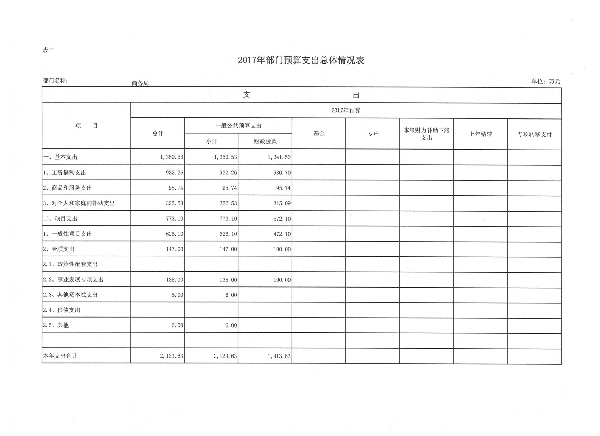 表三 部门支出总体情况表