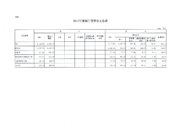 表四 部门预算收支总表